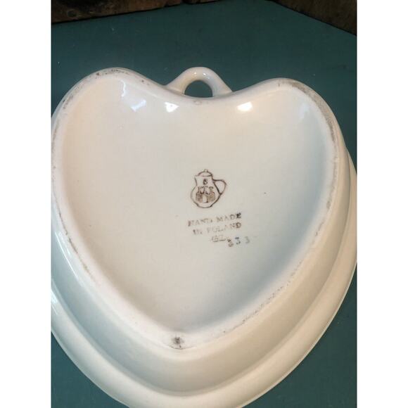 Polish Pottery Heart Shaped Bowl Ceramika Artystyczna Plaque Stars - Picture 4 of 6